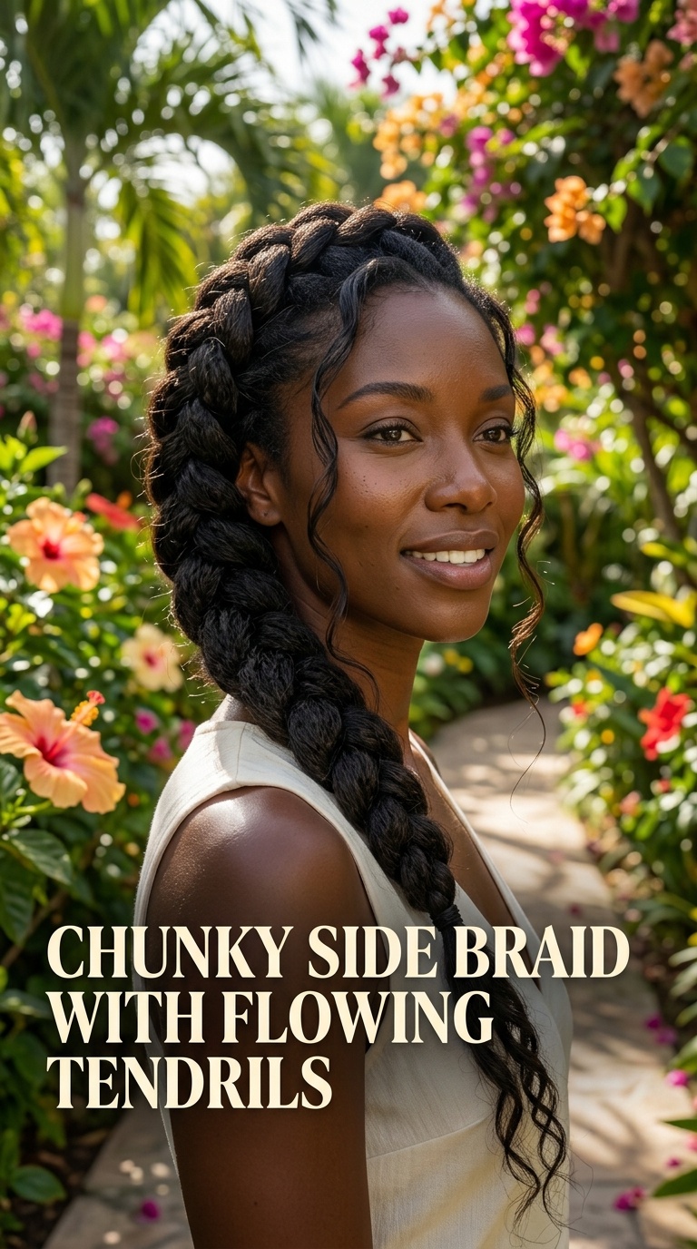 Chunky Side Braid with Flowing Tendrils