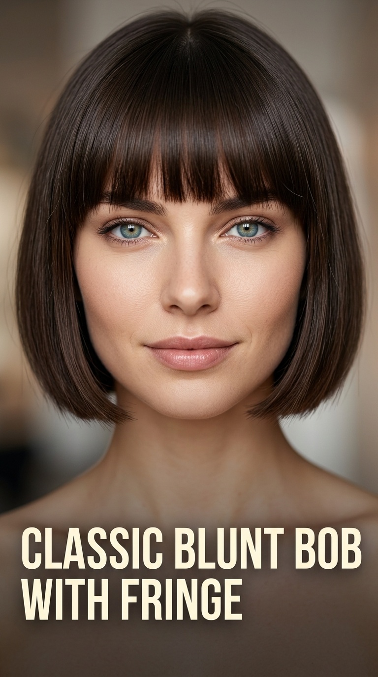 Classic Blunt Bob with Fringe