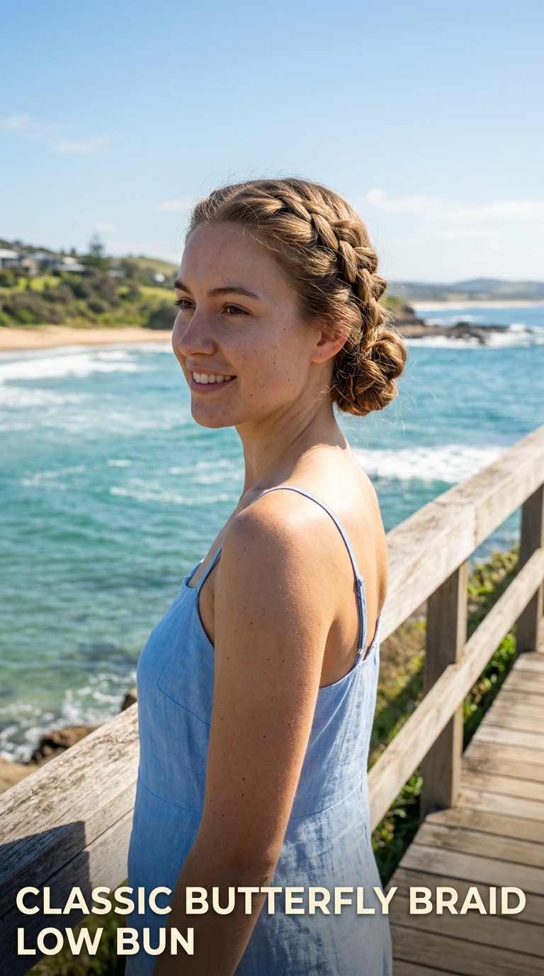 Classic Butterfly Braid Low Bun