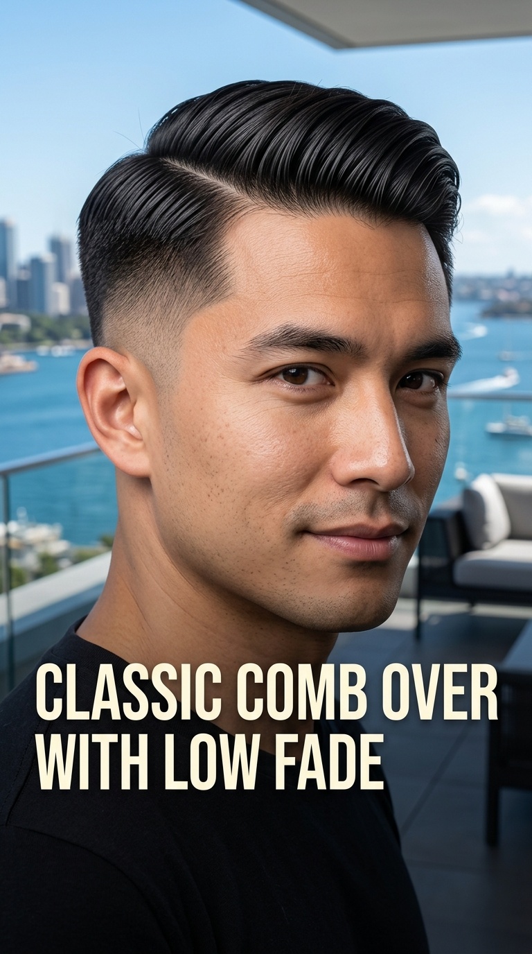 Classic Comb Over with Low Fade