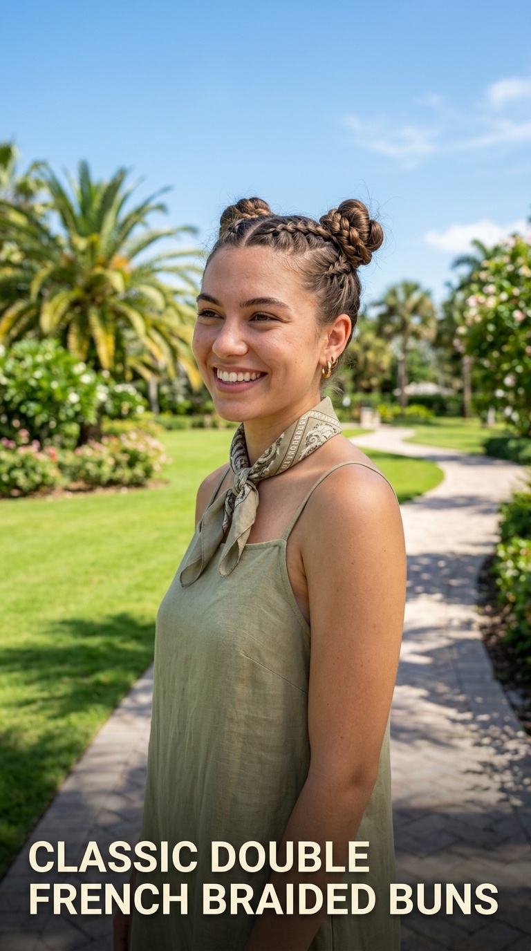 Classic Double French Braided Buns