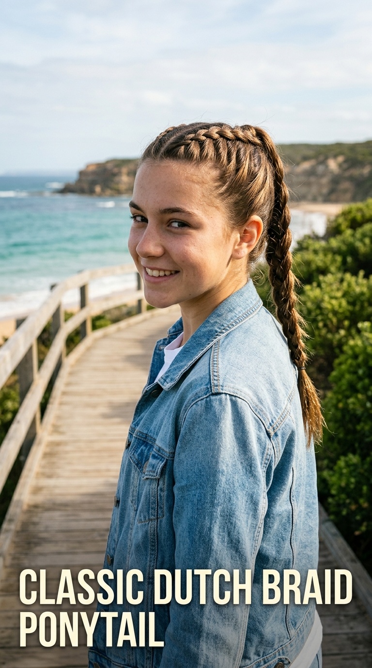 Classic Dutch Braid Ponytail