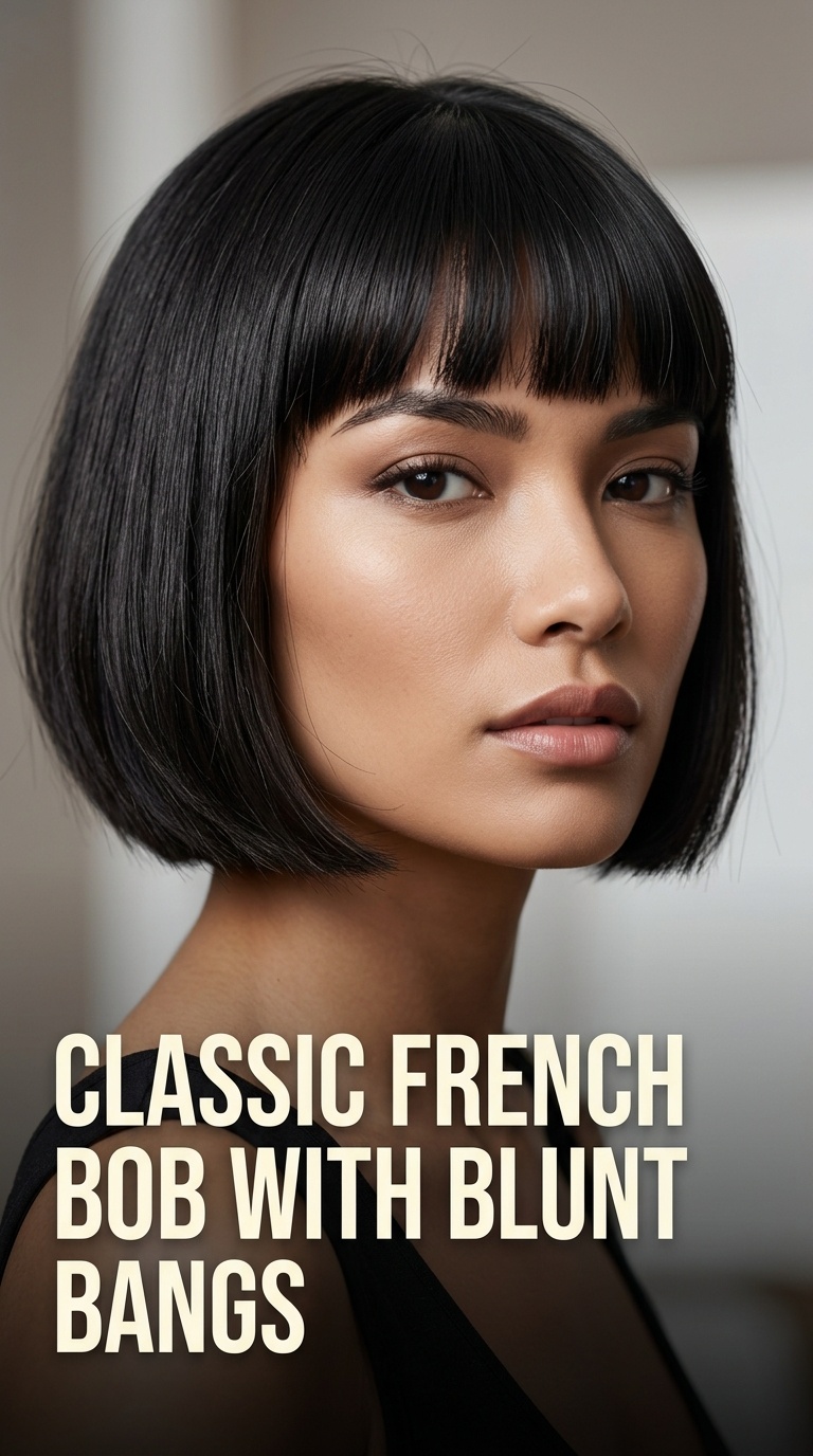 Classic French Bob with Blunt Bangs