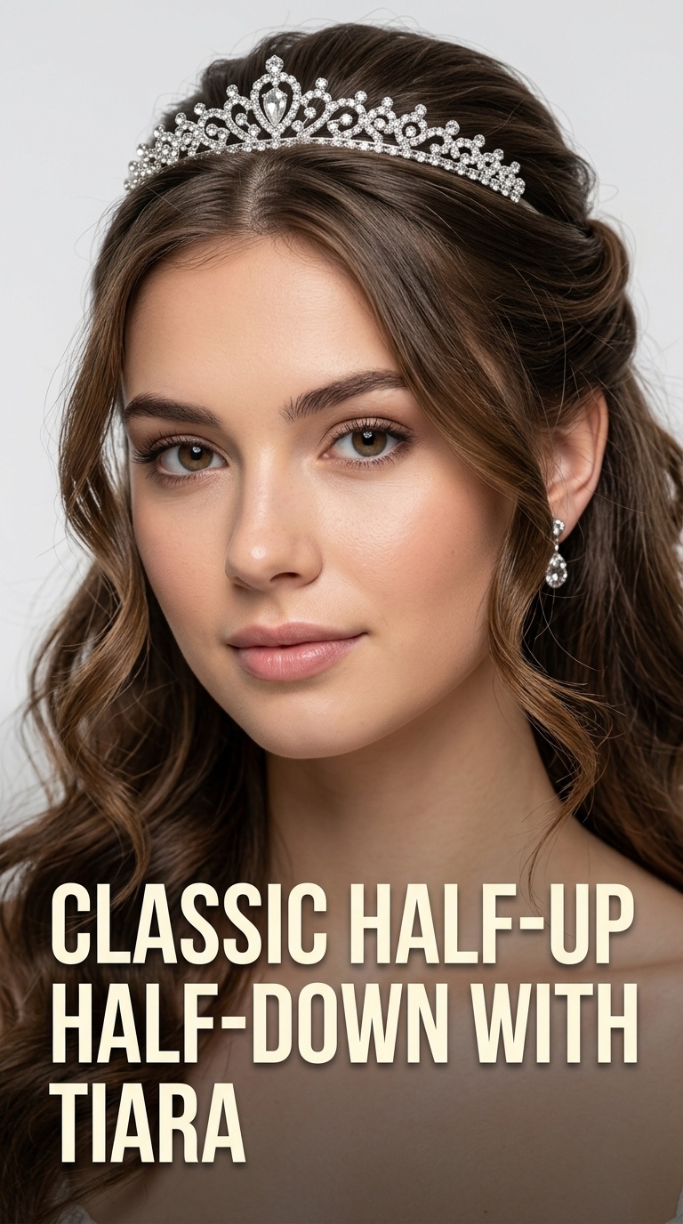 Classic Half-Up Half-Down with Tiara
