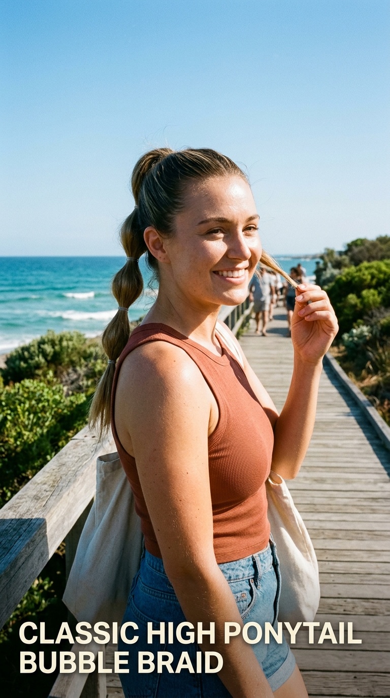 Classic High Ponytail Bubble Braid