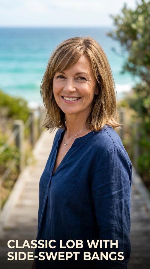 Classic Lob with Side-Swept Bangs