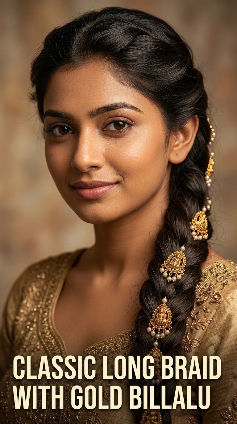 Classic Long Braid with Gold Billalu