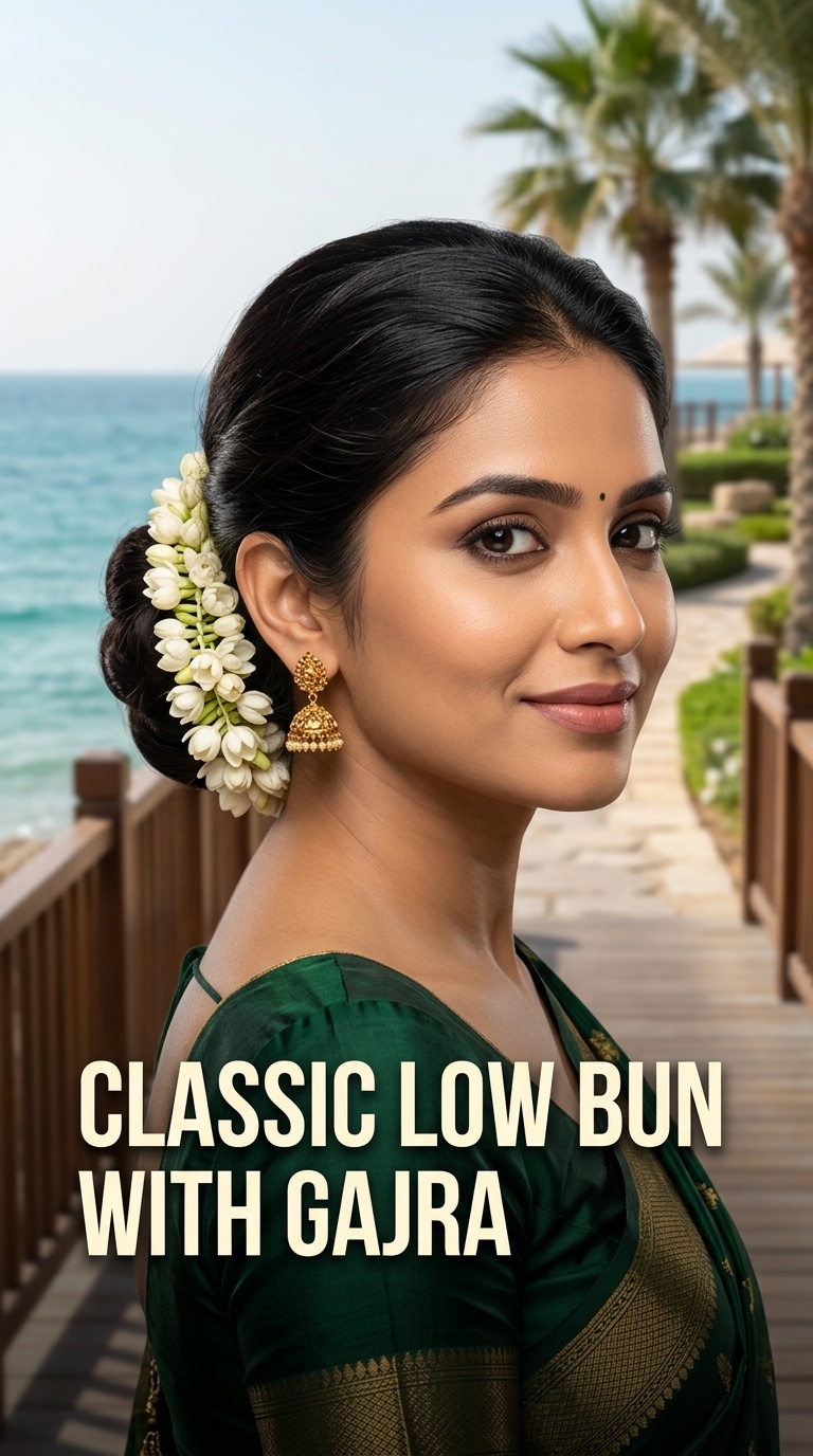 Classic Low Bun with Gajra