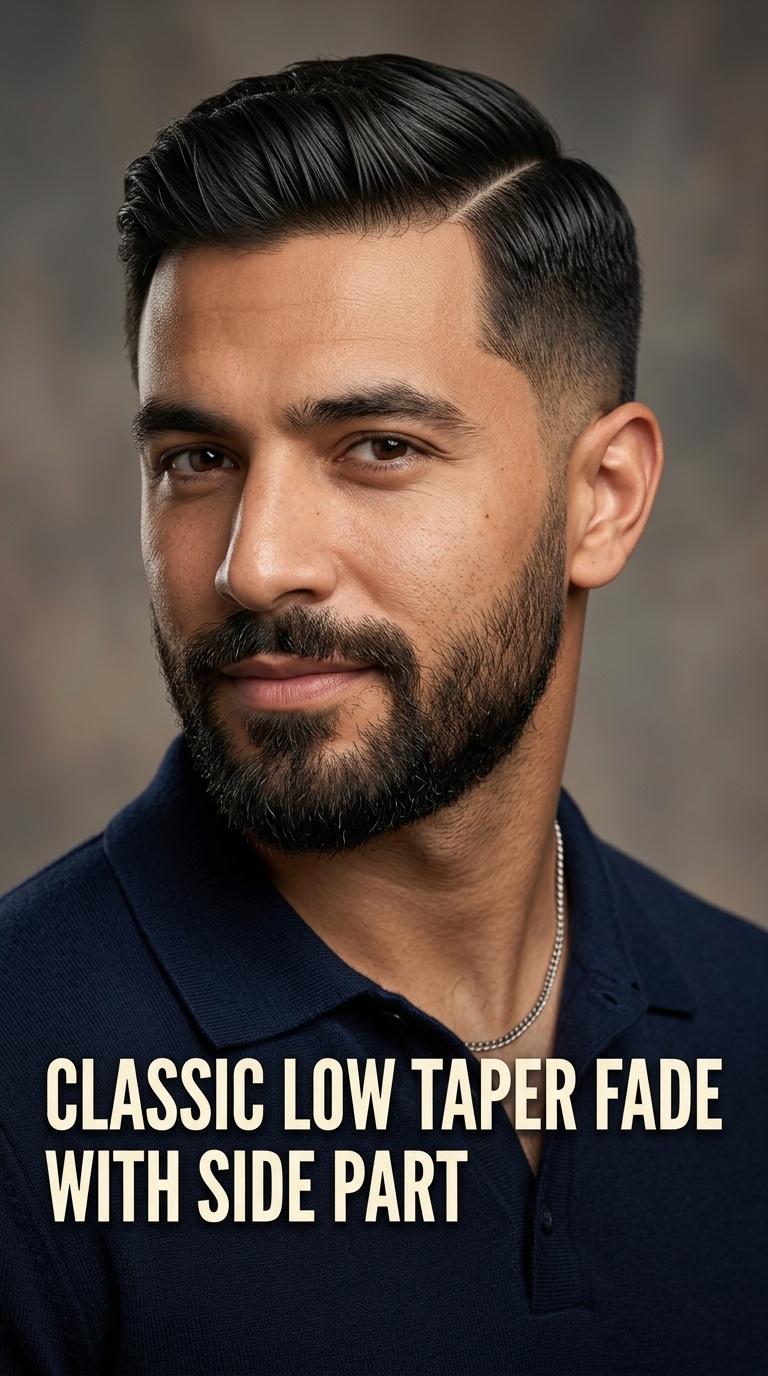 Classic Low Taper Fade with Side Part
