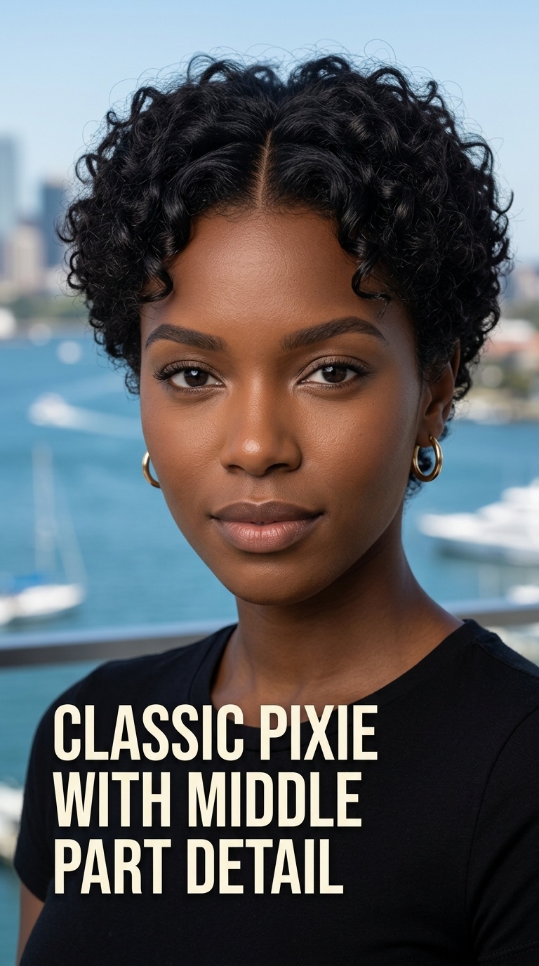 Classic Pixie with Middle Part Detail