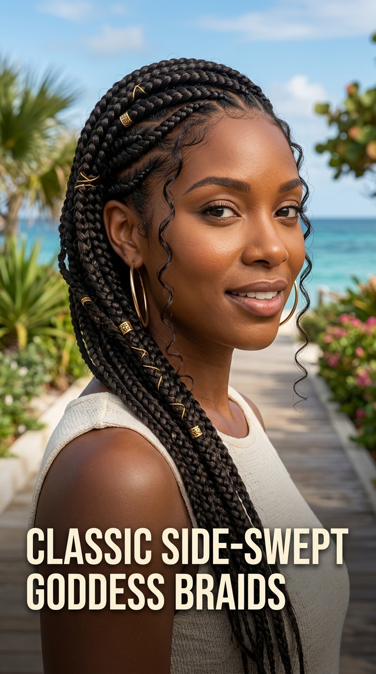 Classic Side-Swept Goddess Braids