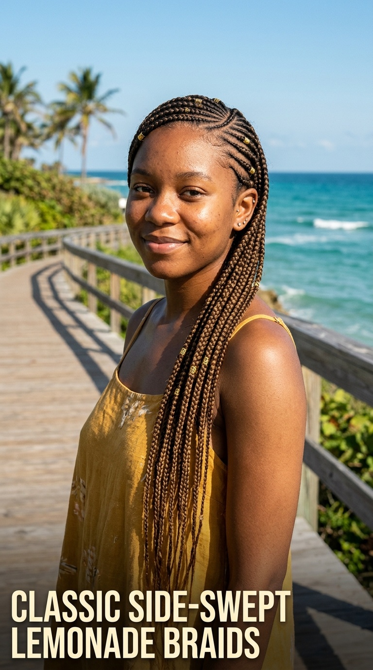 Classic Side-Swept Lemonade Braids