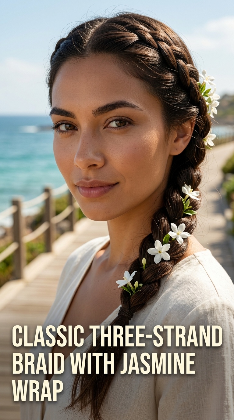 Classic Three-Strand Braid with Jasmine Wrap