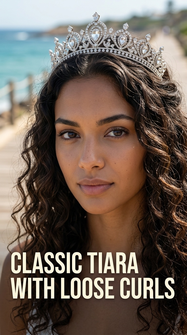 Classic Tiara with Loose Curls
