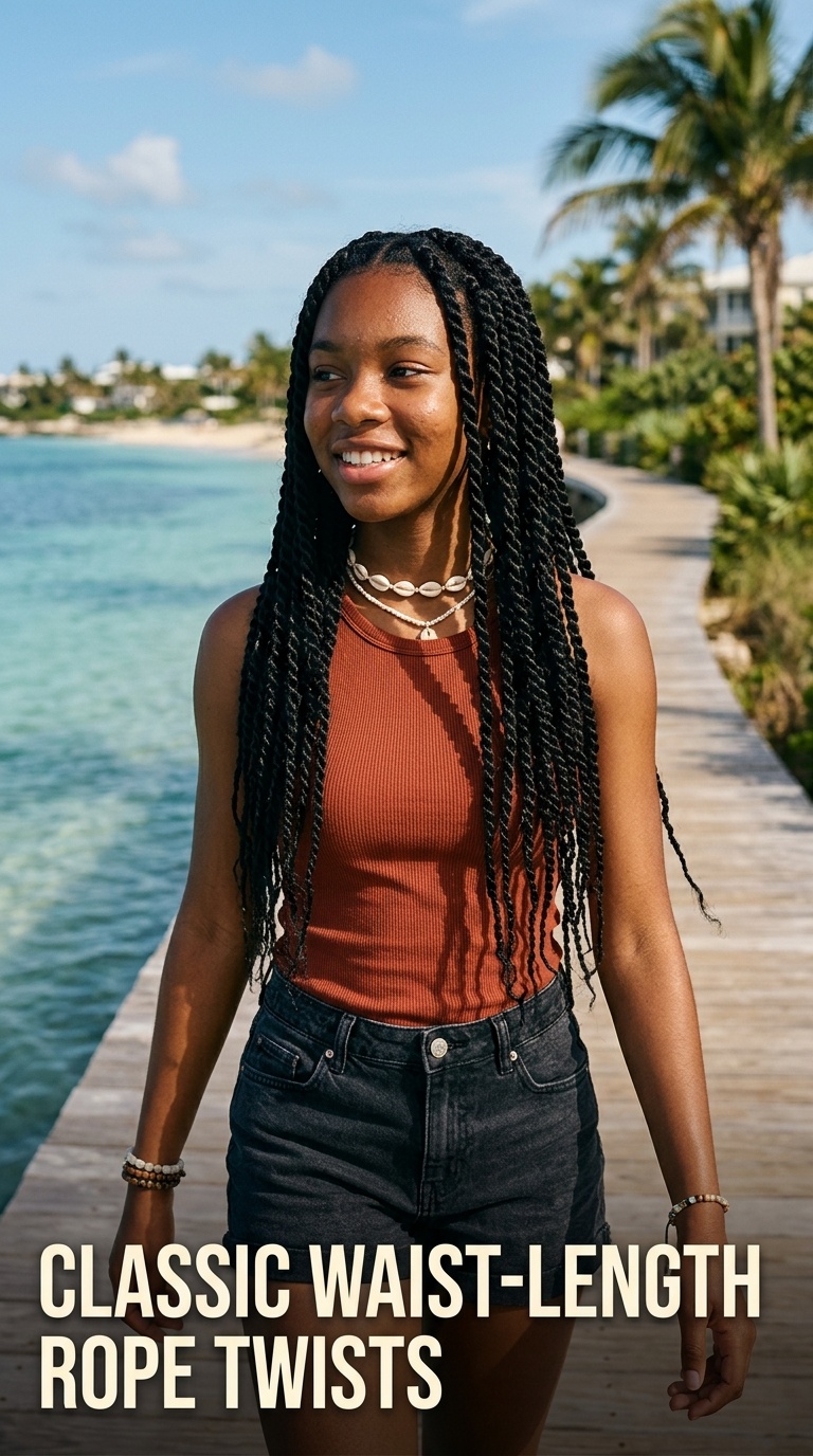 Classic Waist-Length Rope Twists