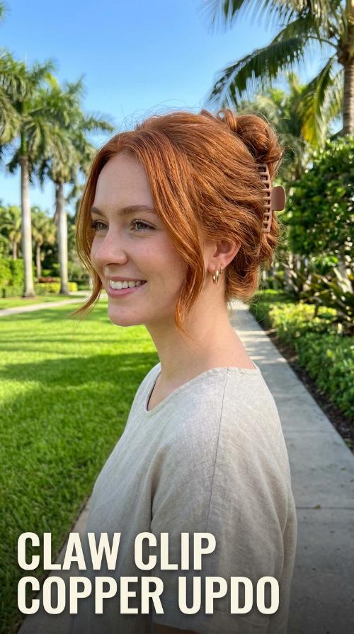 Claw Clip Copper Updo