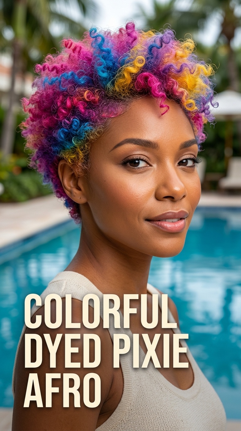 Colorful Dyed Pixie Afro