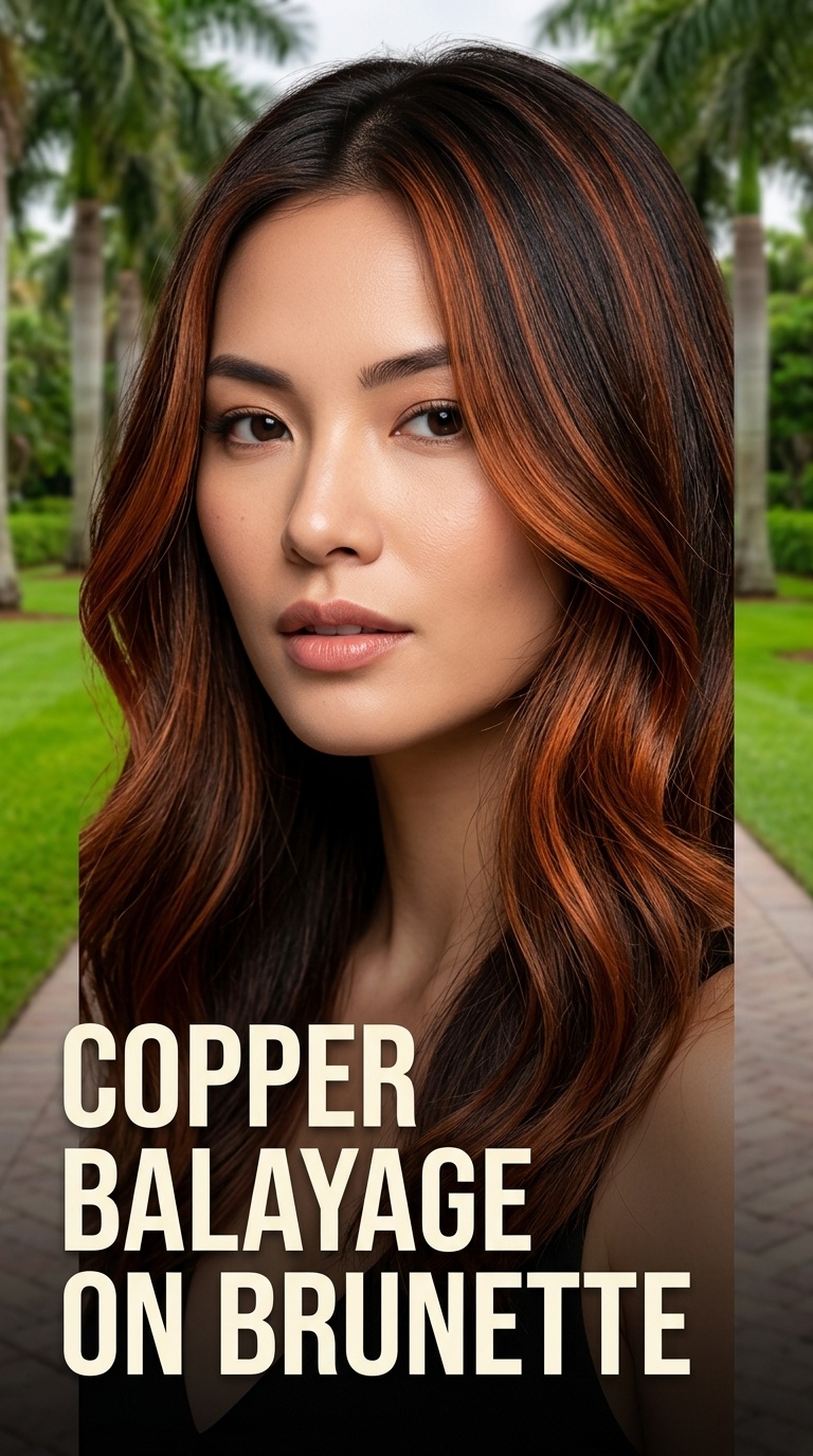 Copper Balayage on Brunette