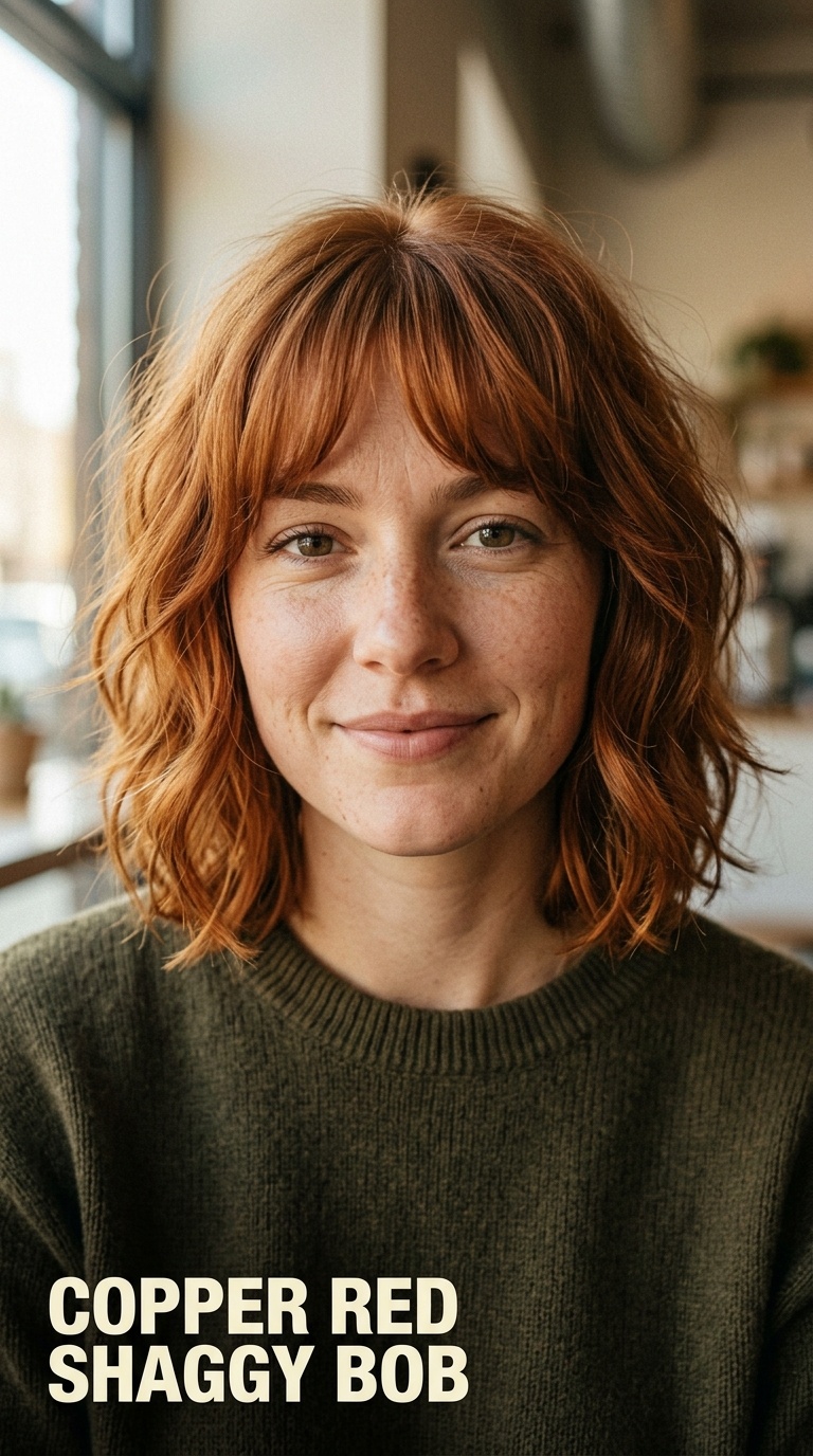 Copper Red Shaggy Bob