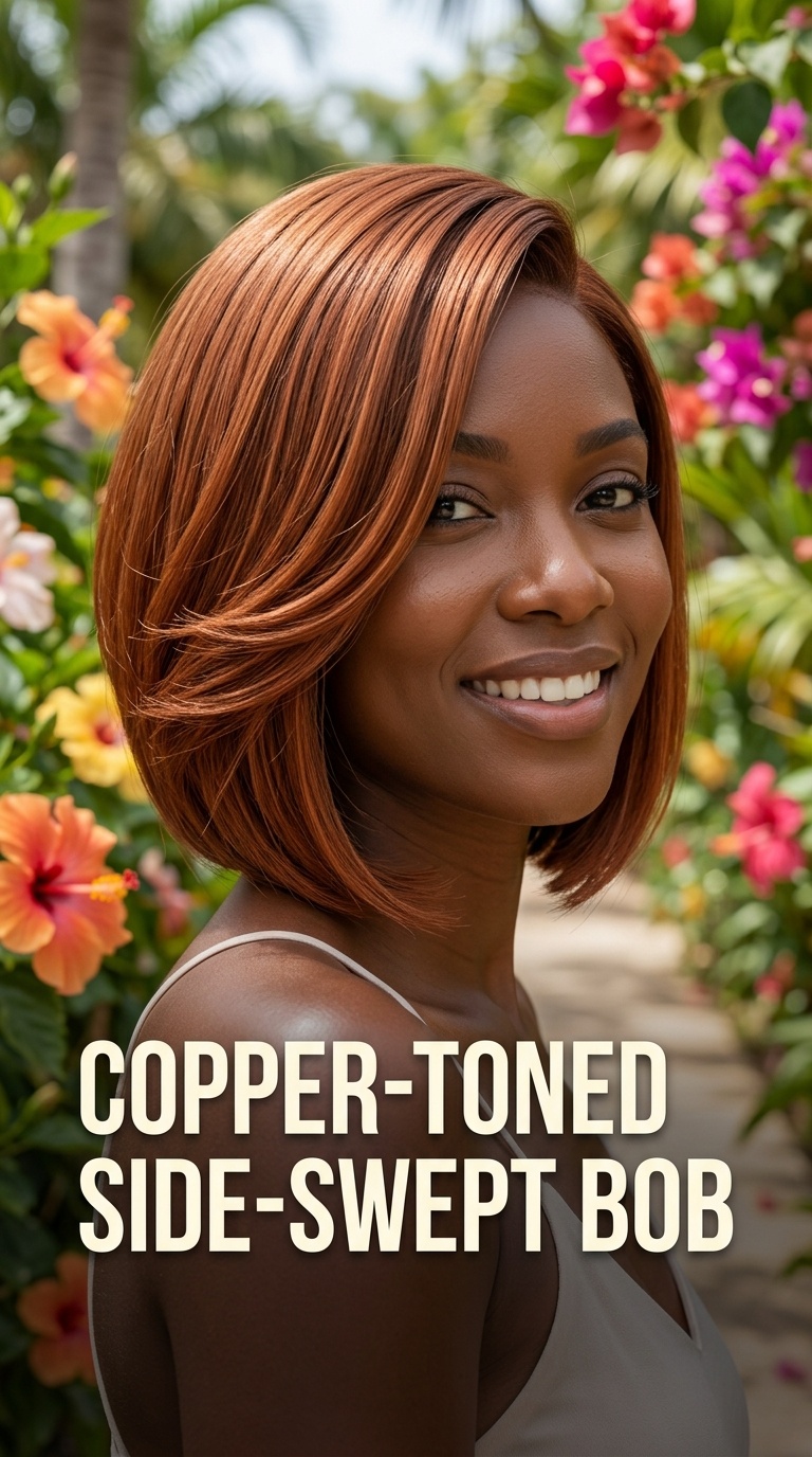 Copper-Toned Side-Swept Bob