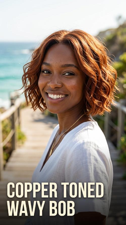 Copper Toned Wavy Bob