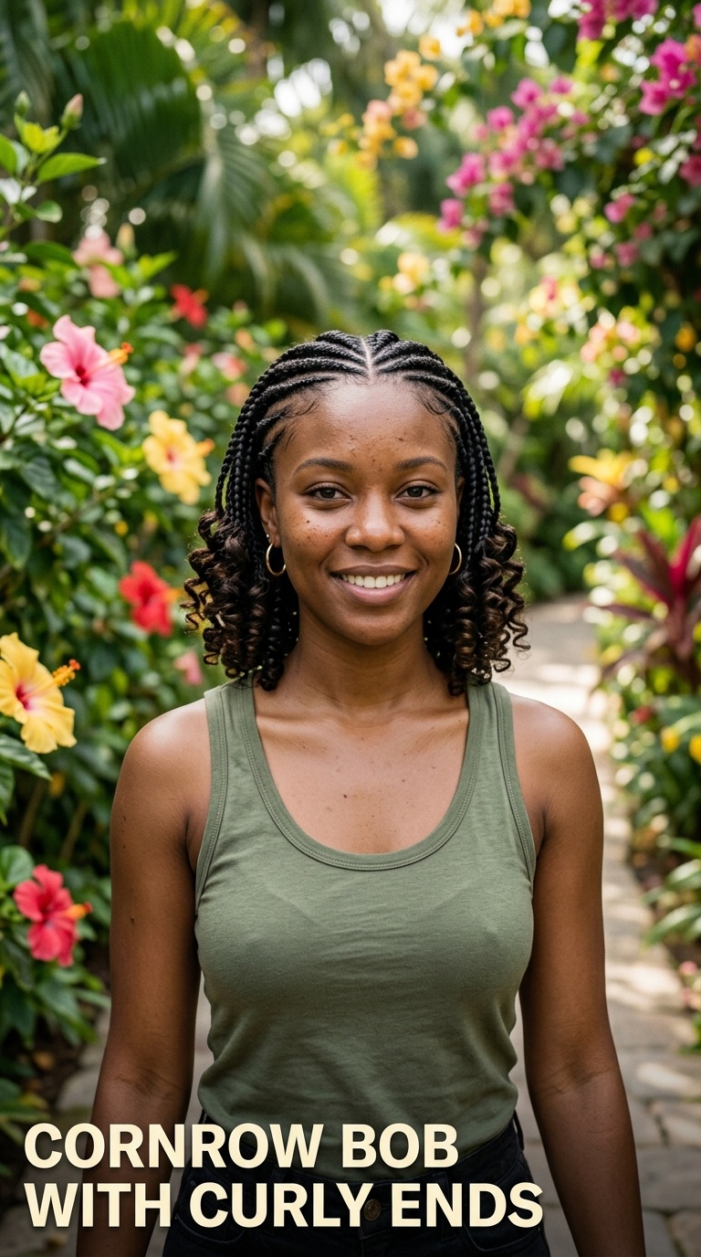 Cornrow Bob with Curly Ends