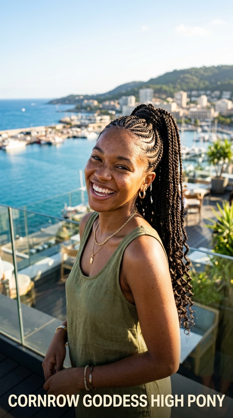 Cornrow Goddess High Pony
