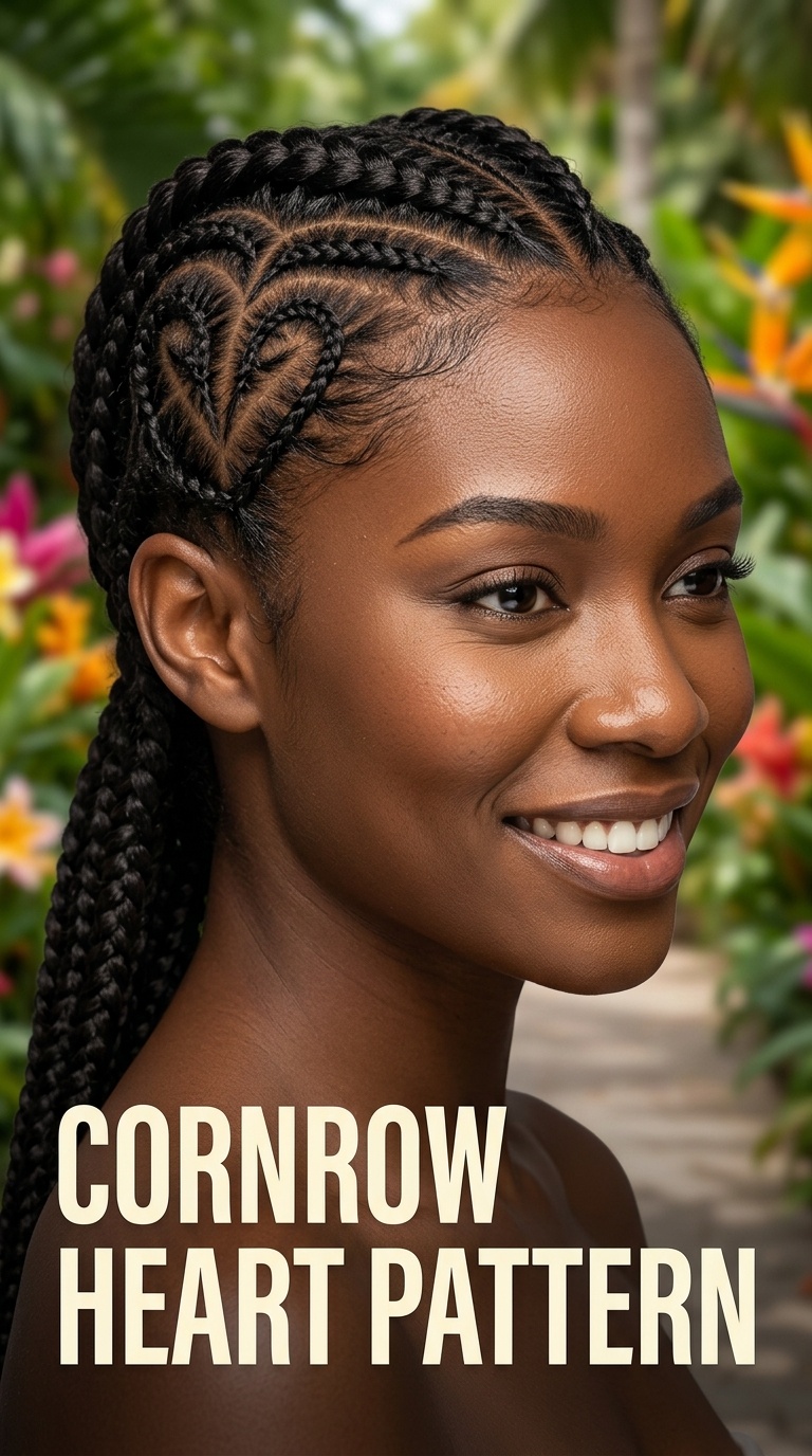 Cornrow Heart Pattern