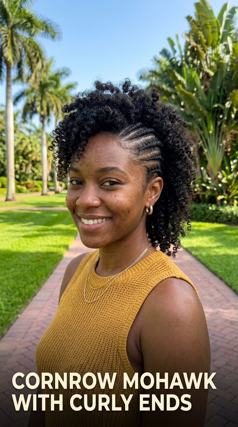 Cornrow Mohawk with Curly Ends