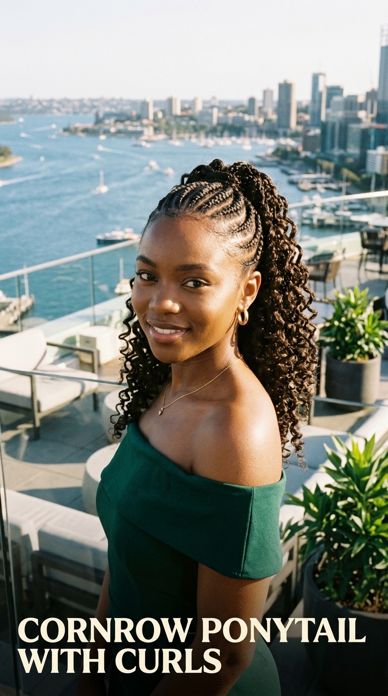 Cornrow Ponytail with Curls