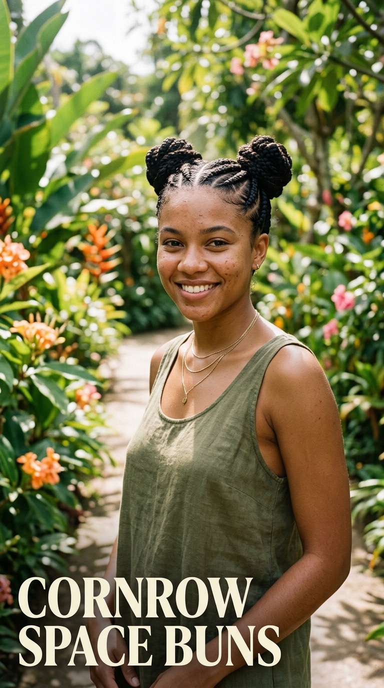 Cornrow Space Buns