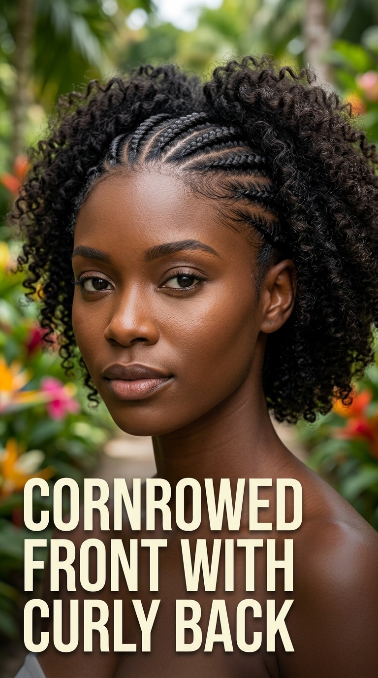 Cornrowed Front with Curly Back