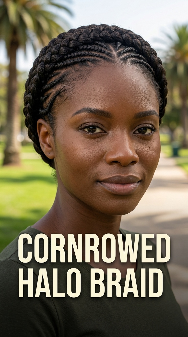 Cornrowed Halo Braid