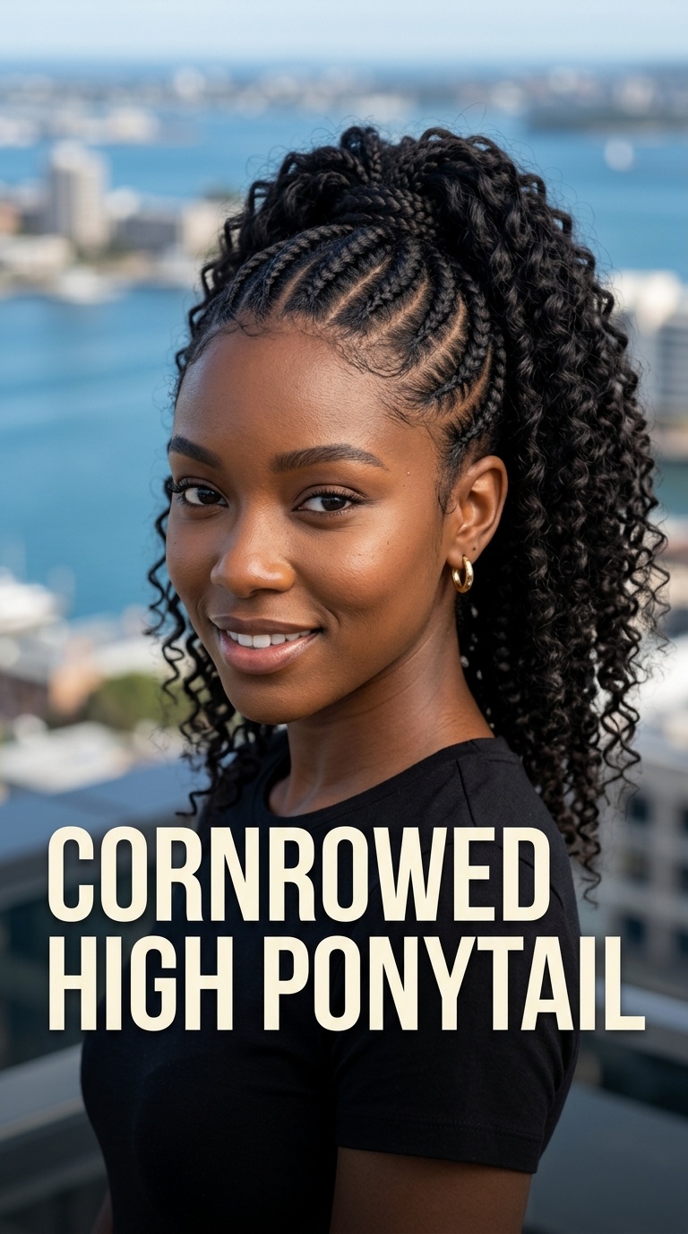 Cornrowed High Ponytail