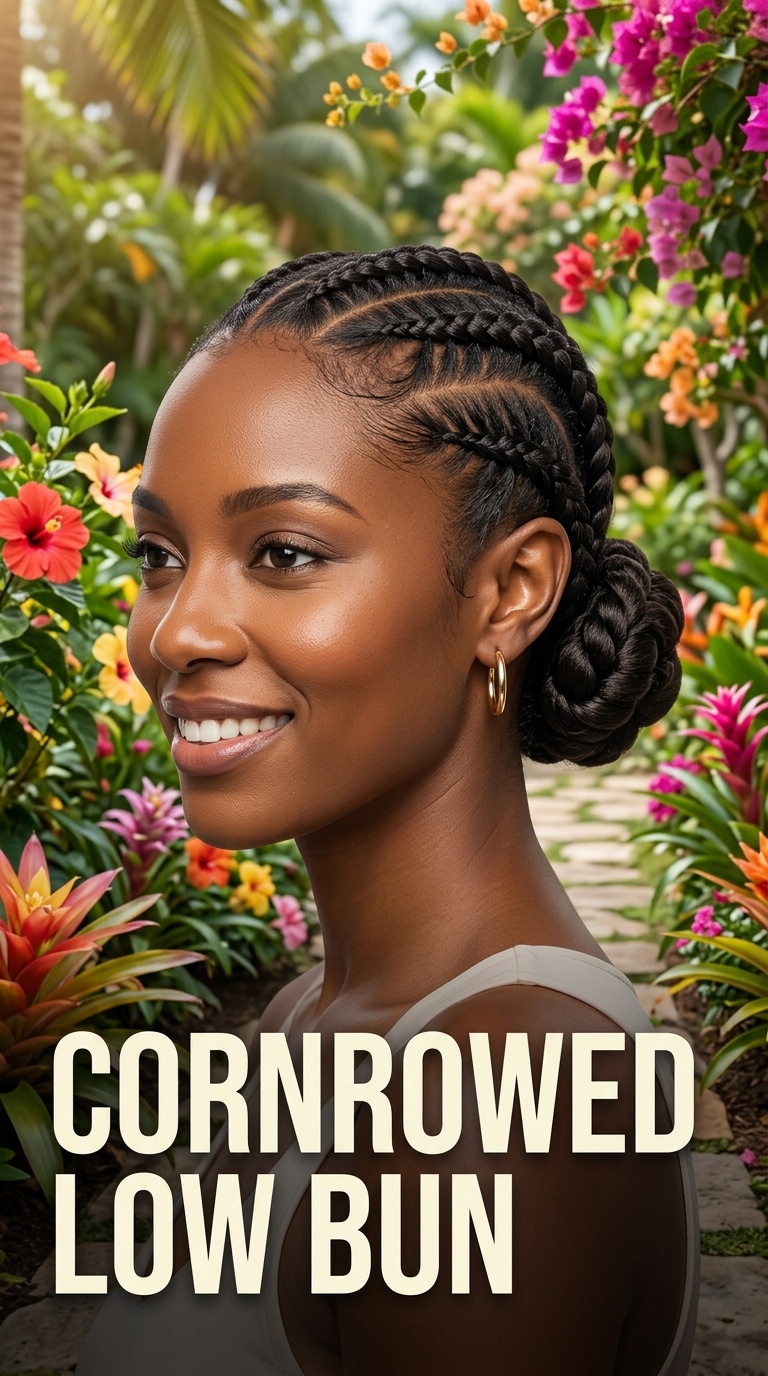 Cornrowed Low Bun