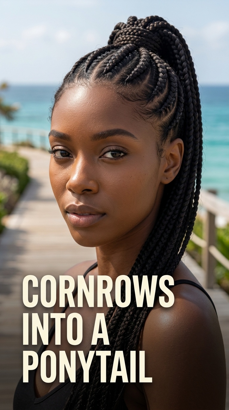 Cornrows into a Ponytail