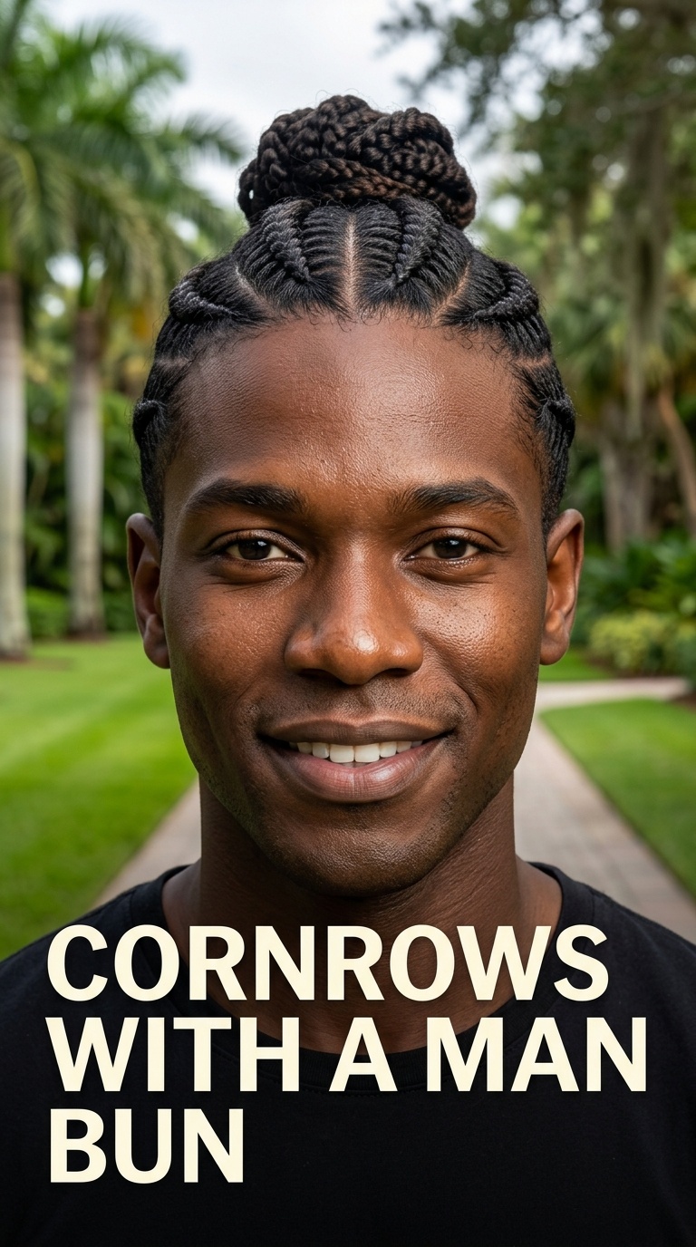 Cornrows with a Man Bun