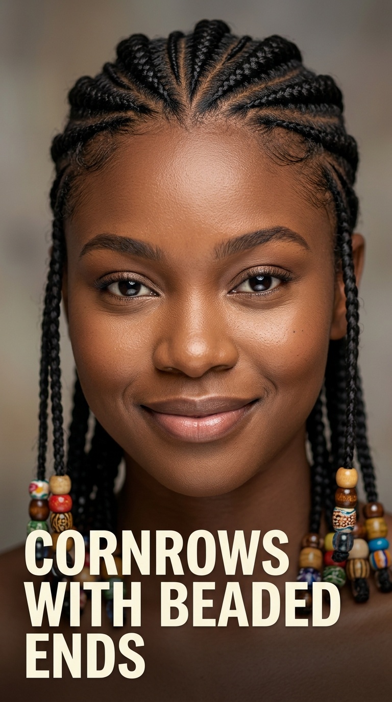 Cornrows with Beaded Ends