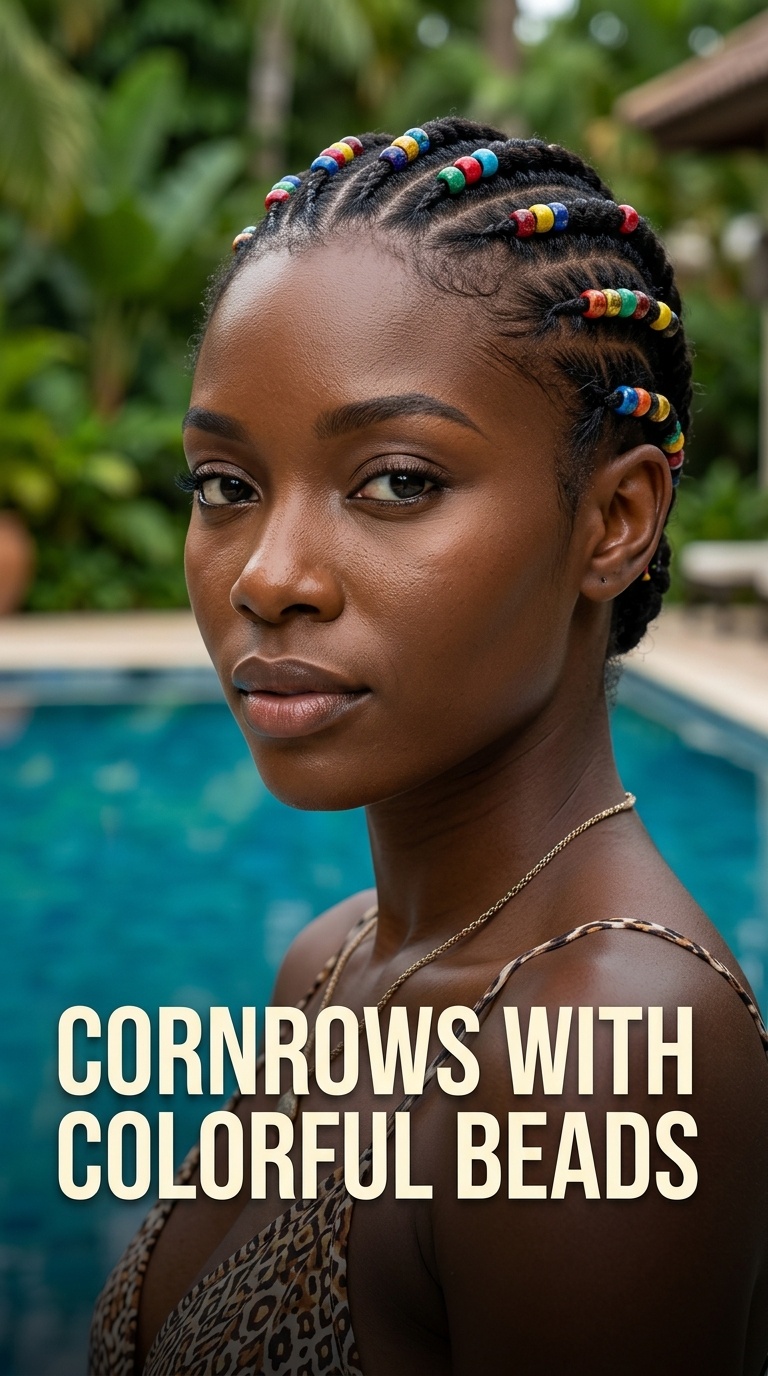 Cornrows with Colorful Beads