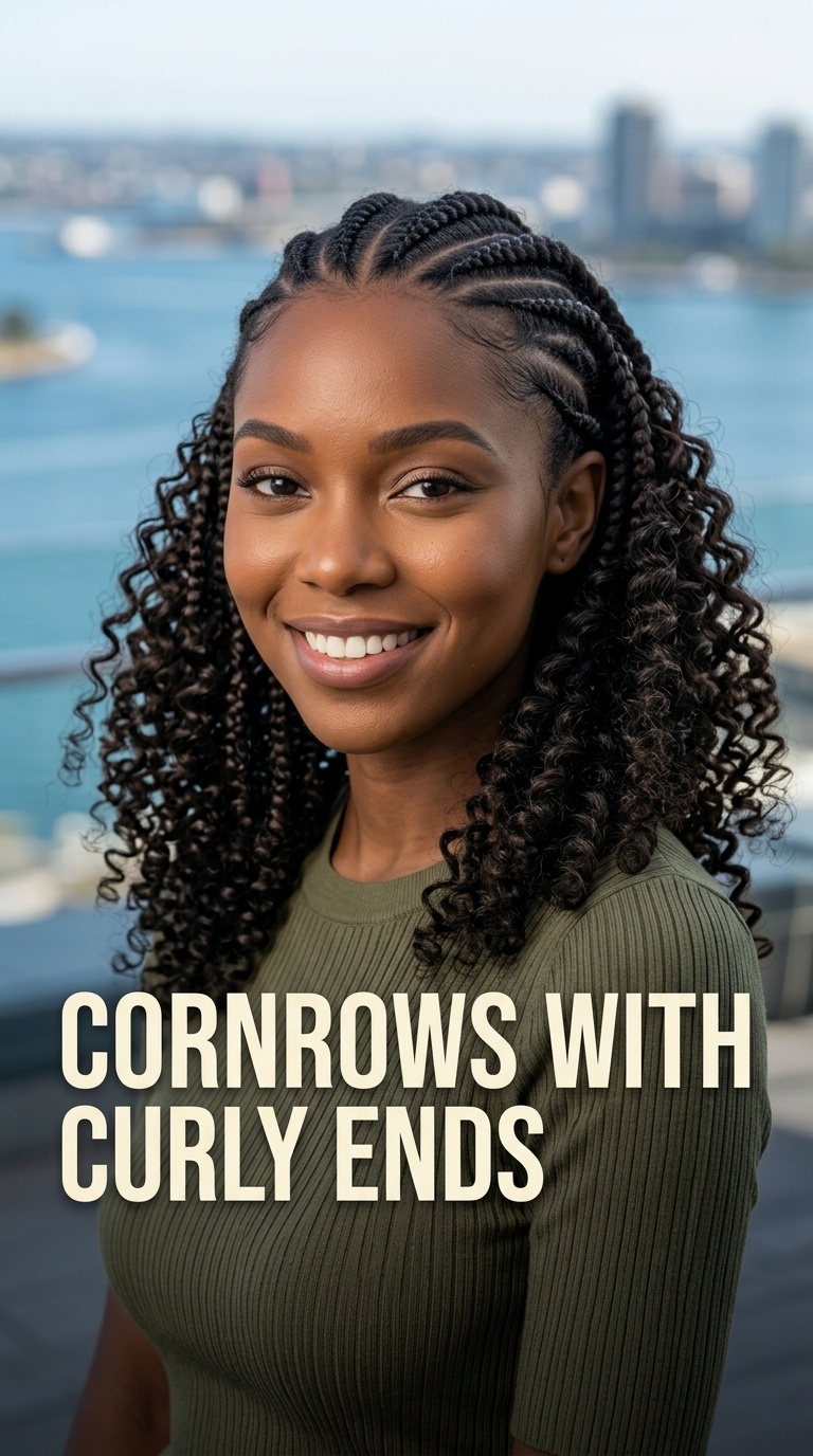 Cornrows with Curly Ends