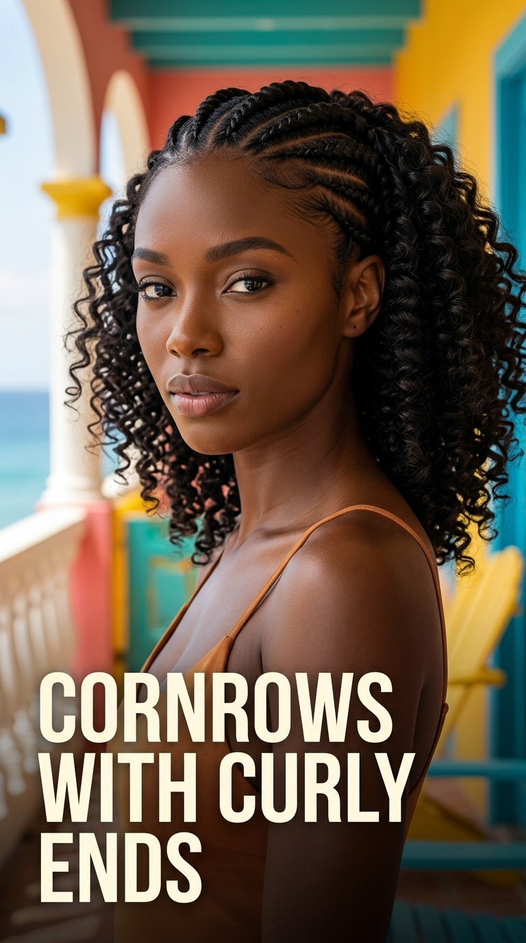 Cornrows with Curly Ends