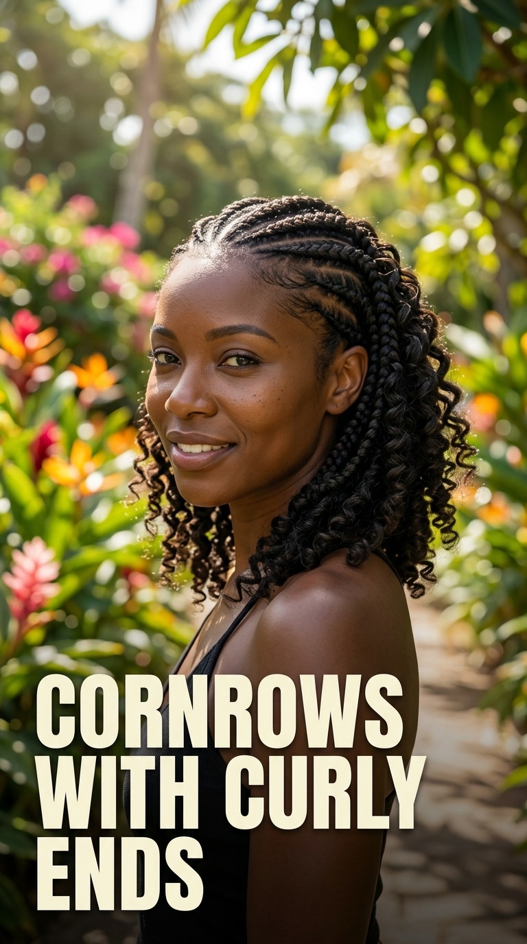 Cornrows with Curly Ends