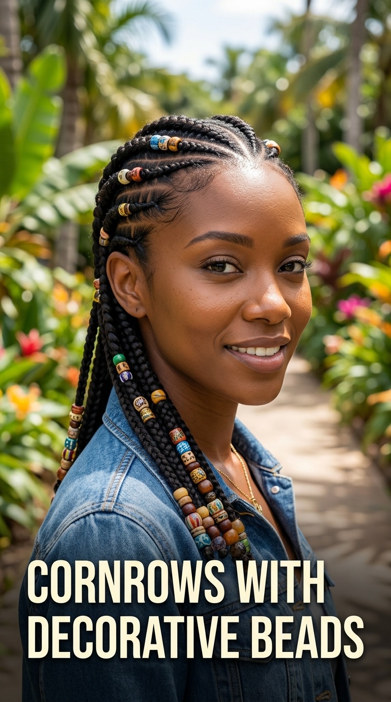 Cornrows with Decorative Beads