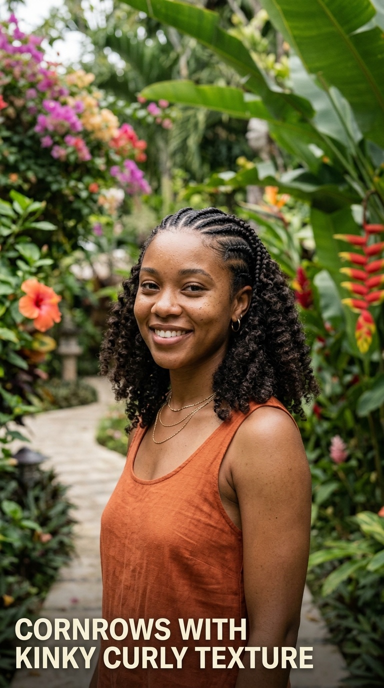 Cornrows with Kinky Curly Texture