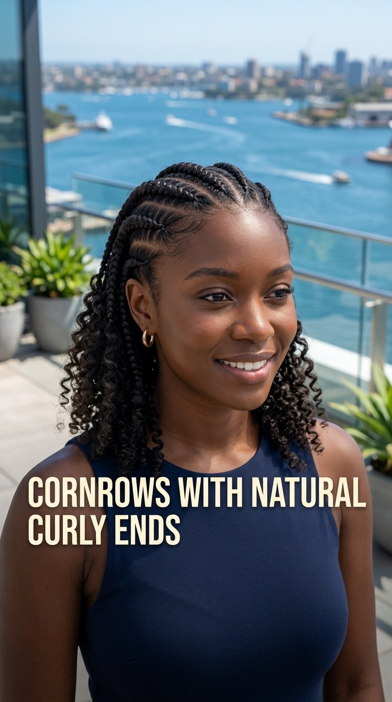 Cornrows with Natural Curly Ends