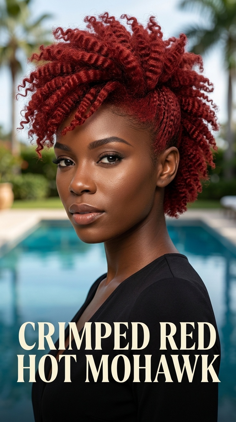 Crimped Red Hot Mohawk