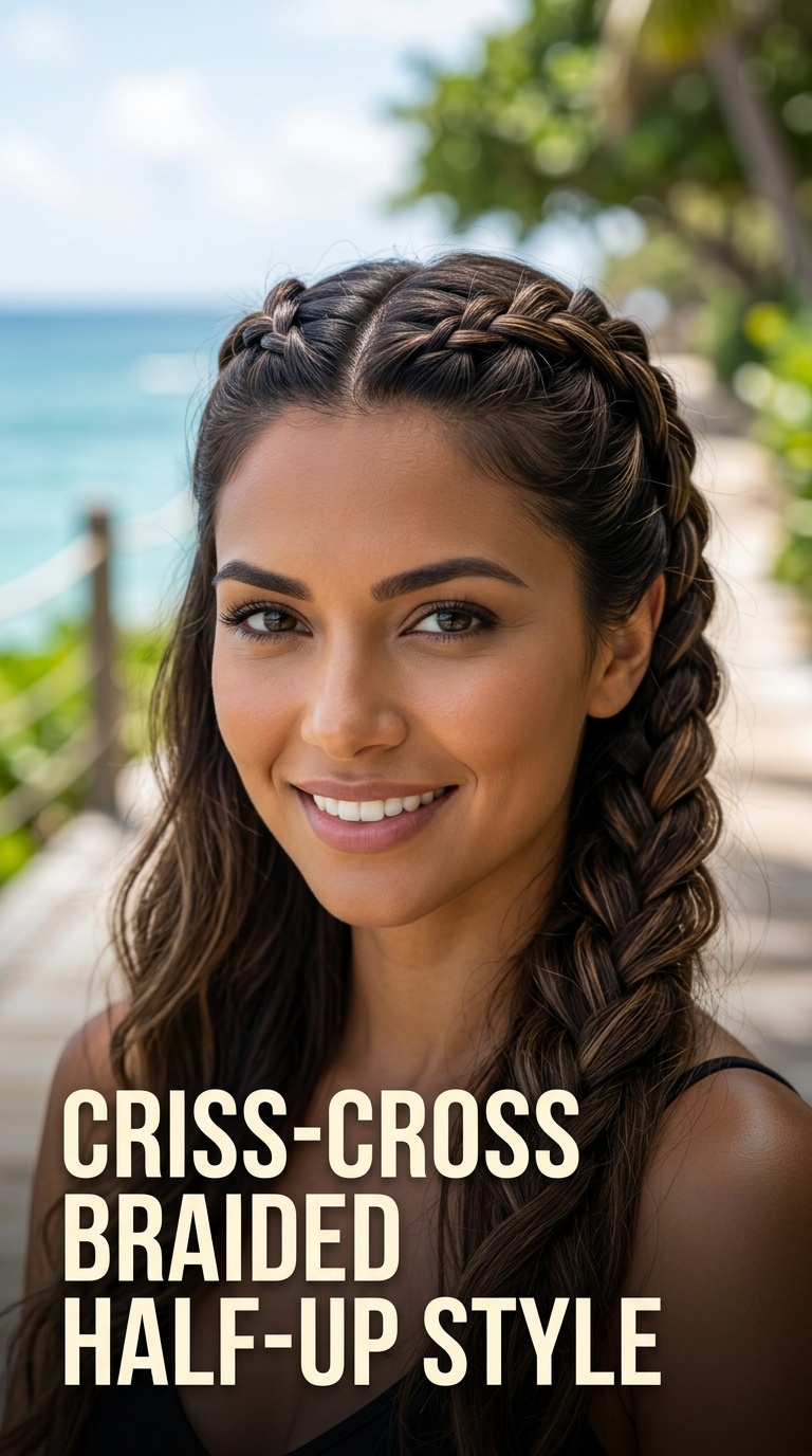 Criss-Cross Braided Half-Up Style