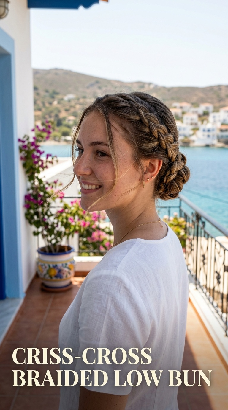 Criss-Cross Braided Low Bun