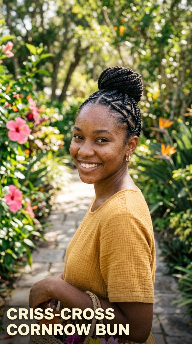 Criss-Cross Cornrow Bun