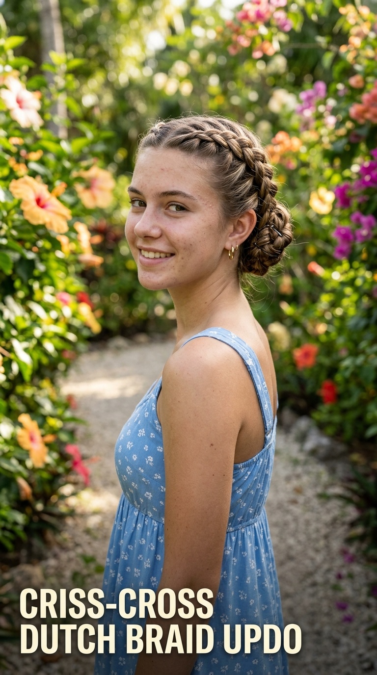 Criss-Cross Dutch Braid Updo